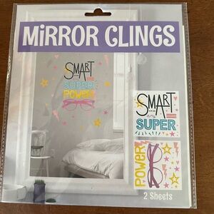 ☀️ 3/$10 Mirror Clings "Smart is My Super Power" Decorative Decal Sticker Set